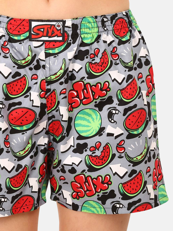 Styx Piros és szürke női mintás alvónadrág Styx Dinnyék