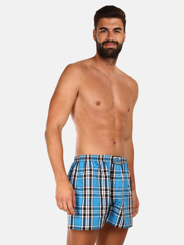 Styx Kék férfi kockás rövidnadrág Styx