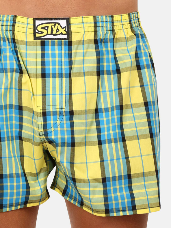 Styx Kék és sárga férfi kockás rövidnadrág Styx