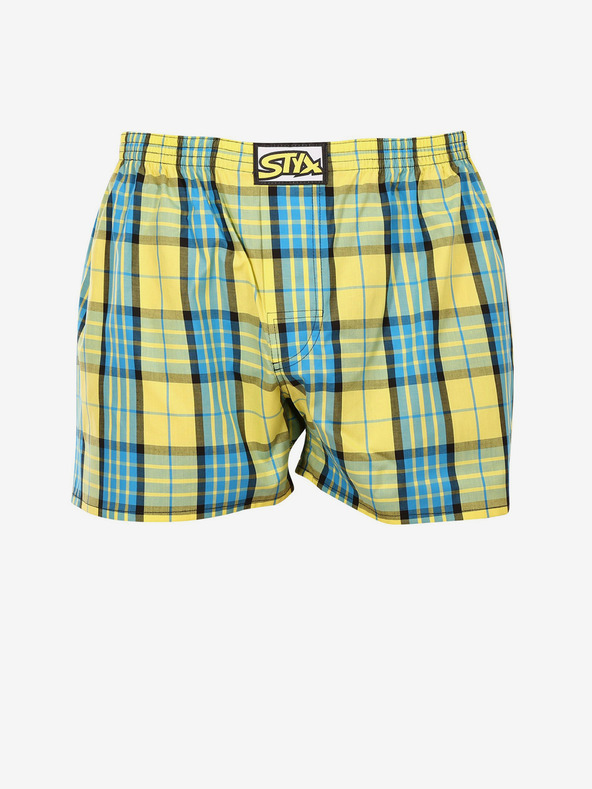 Styx Kék és sárga férfi kockás rövidnadrág Styx