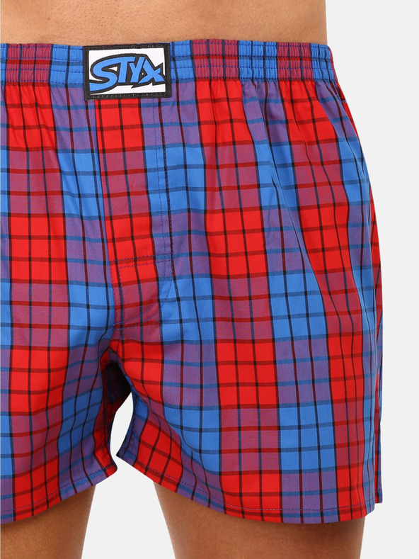 Styx Piros és kék férfi kockás rövidnadrág Styx