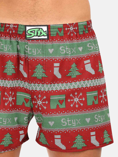 Styx Zöld és piros Styx karácsonyi férfi rövidnadrágok