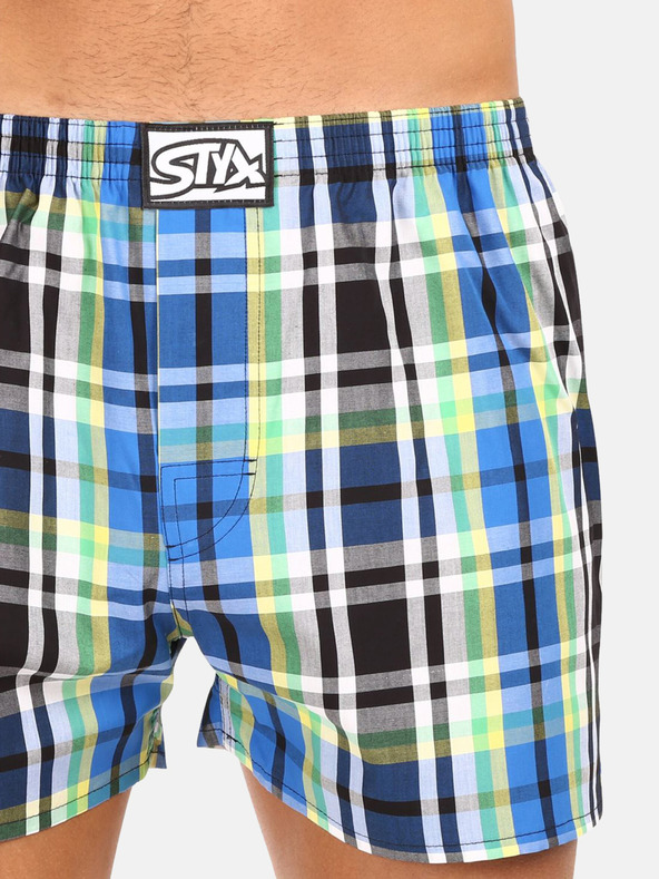 Styx Zöld és kék férfi kockás rövidnadrág Styx