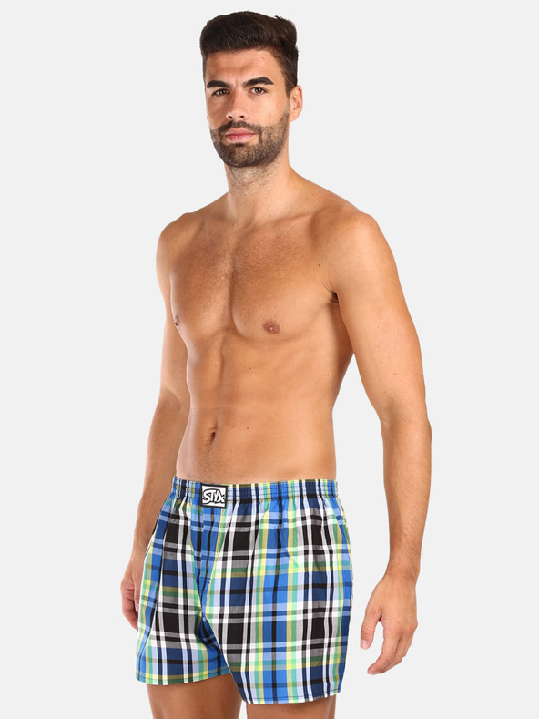 Styx Zöld és kék férfi kockás rövidnadrág Styx