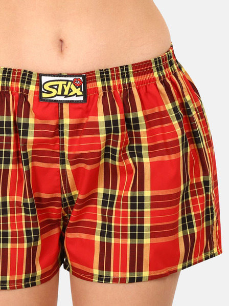 Styx Sárga és piros színű női kockás rövidnadrág Styx