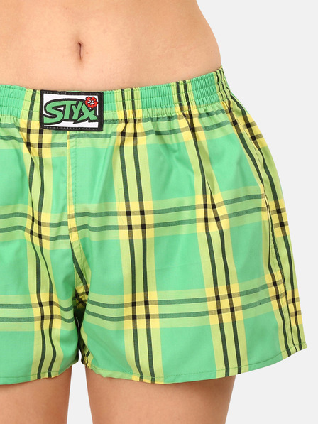 Styx Sárga és zöld női kockás rövidnadrág Styx