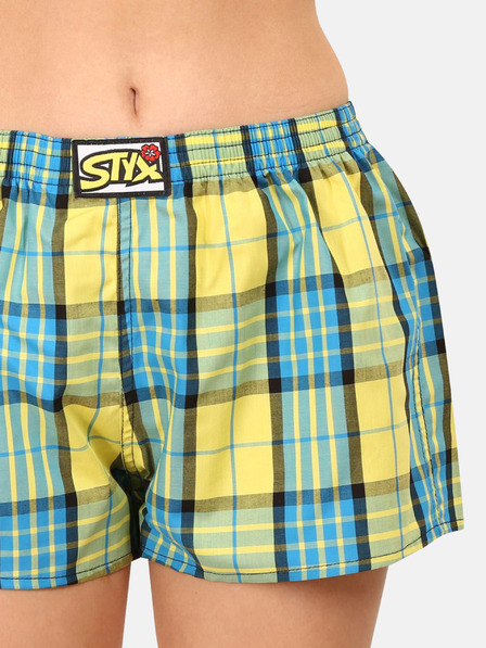 Styx Kék és sárga női kockás rövidnadrág Styx