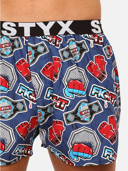 Styx Piros és kék színű, mintás férfi rövidnadrág Styx
