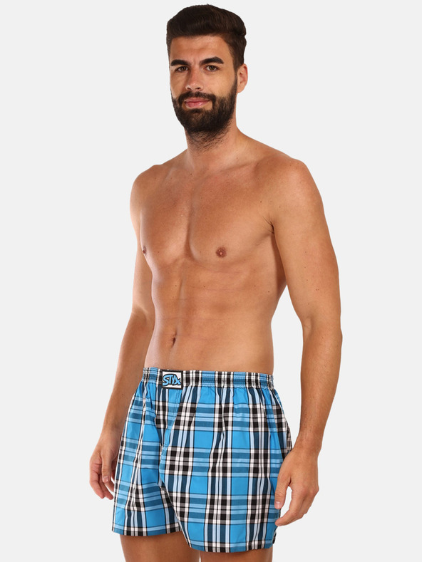 Styx Kék férfi kockás rövidnadrág Styx
