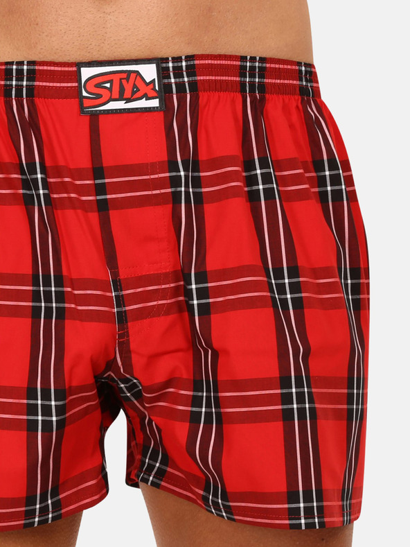 Styx Styx piros férfi kockás rövidnadrágok