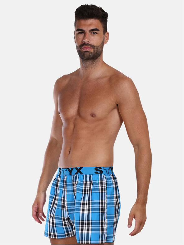 Styx Kék férfi kockás rövidnadrág Styx
