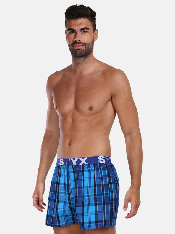 Styx Styx kék kockás férfi rövidnadrág