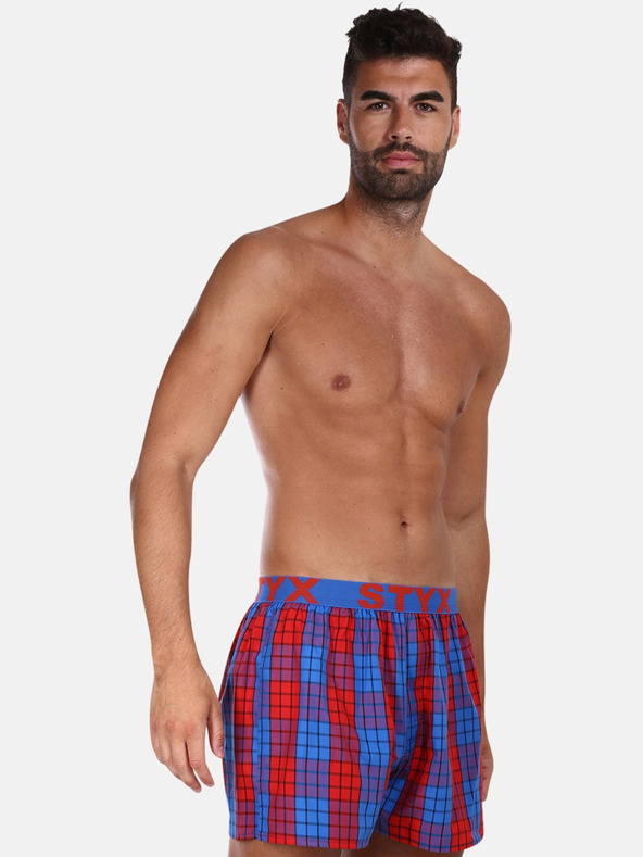 Styx Piros és kék férfi kockás rövidnadrág Styx