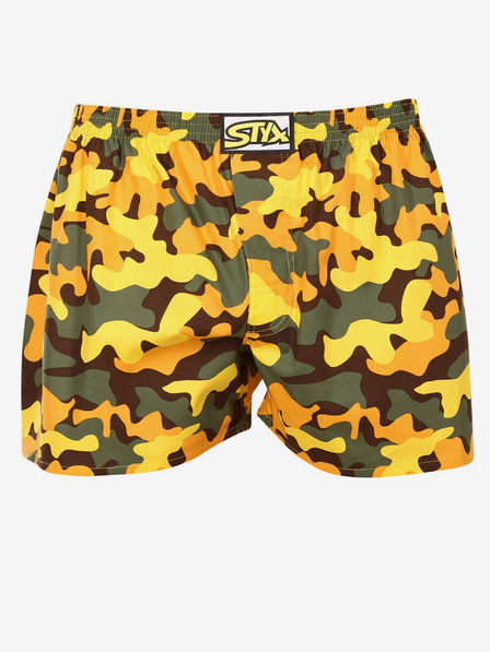 Styx Khaki-sárga férfi mintás boxeralsó Styx Styx