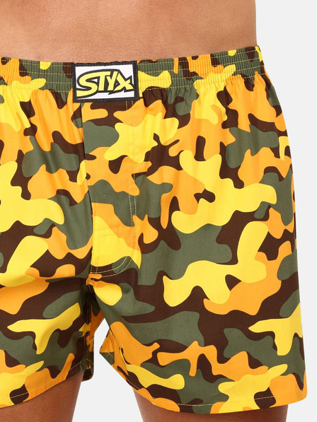 Styx Khaki-sárga férfi mintás boxeralsó Styx Styx