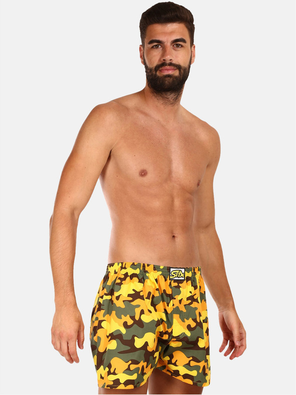 Styx Khaki-sárga férfi mintás boxeralsó Styx Styx