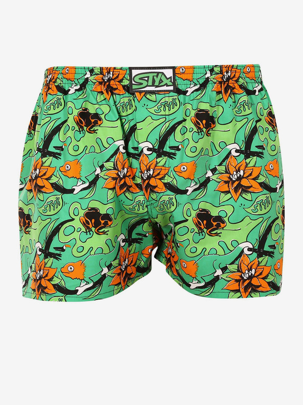 Styx Narancssárga és zöld férfi mintás rövidnadrág Styx Styx