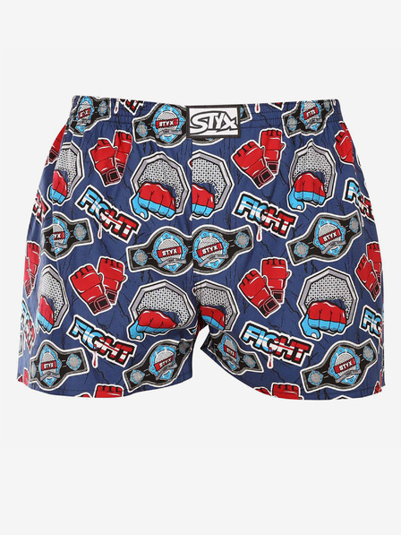 Styx Piros és kék színű, mintás férfi rövidnadrág Styx