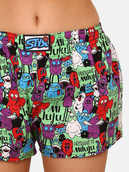 Styx Lila-zöld női mintás rövidnadrág Styx Monsters