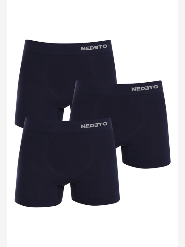 Nedeto Három darabos varrás nélküli boxeralsó készlet sötétkék Nedeto