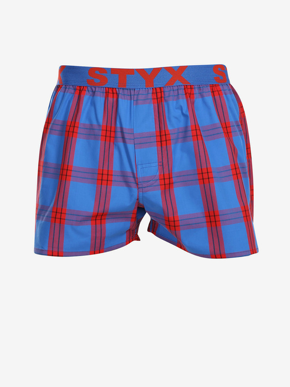 Styx Piros és kék férfi kockás rövidnadrág Styx