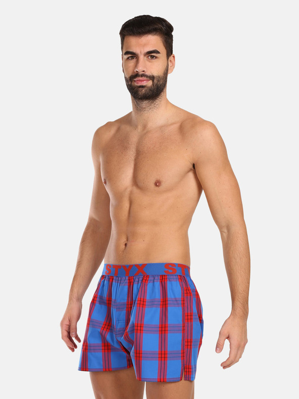 Styx Piros és kék férfi kockás rövidnadrág Styx