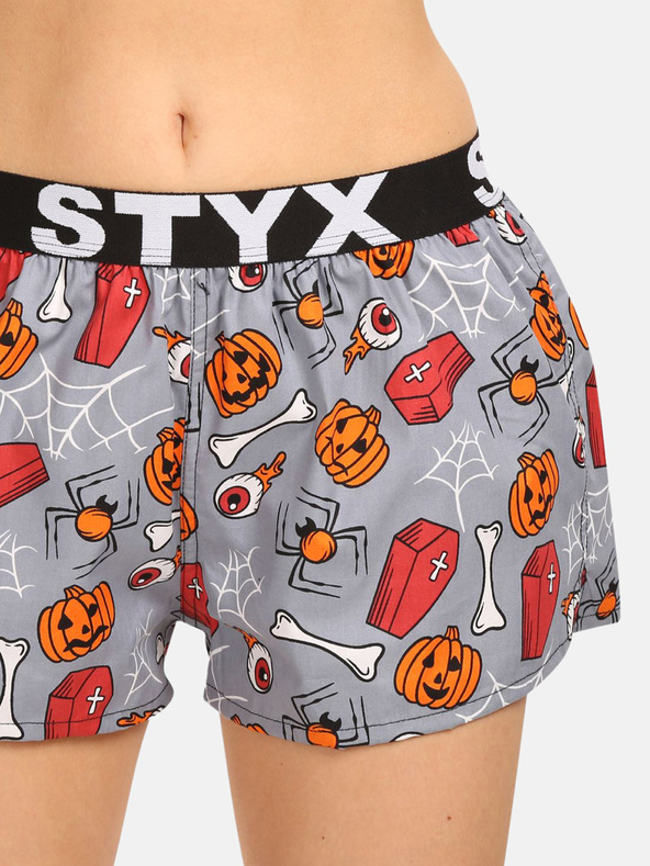 Styx Narancssárga és szürke női mintás alvónadrág Styx Halloween koporsók