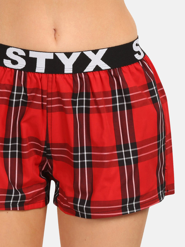 Styx Piros női Styx kockás rövidnadrág
