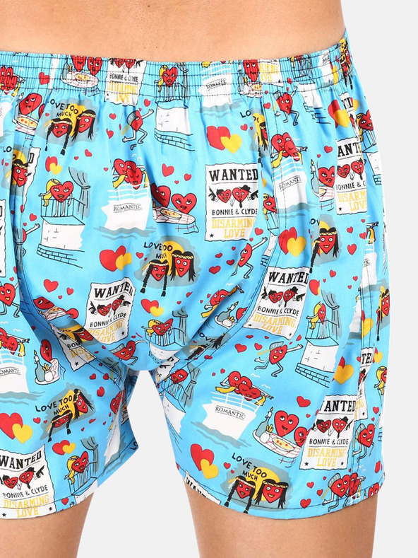 Styx Három darabos férfi mintás rövidnadrág szett világoskék, szürke és piros színben STYX