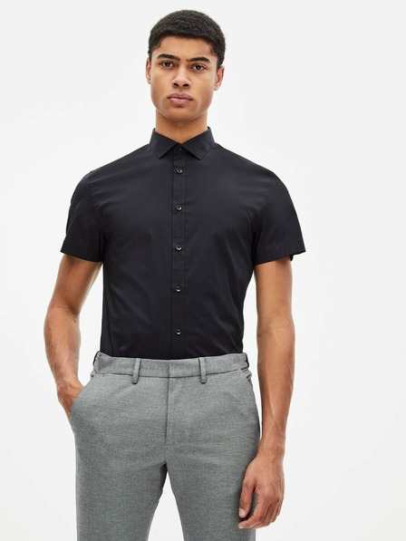 Celio Fekete férfi Celio Daslim rövid ujjú ing