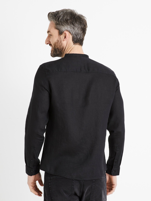 Celio Fekete férfi lenvászon ing Celio Damaolin