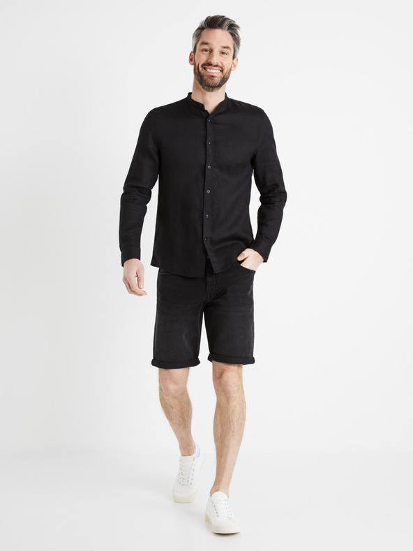 Celio Fekete férfi lenvászon ing Celio Damaolin