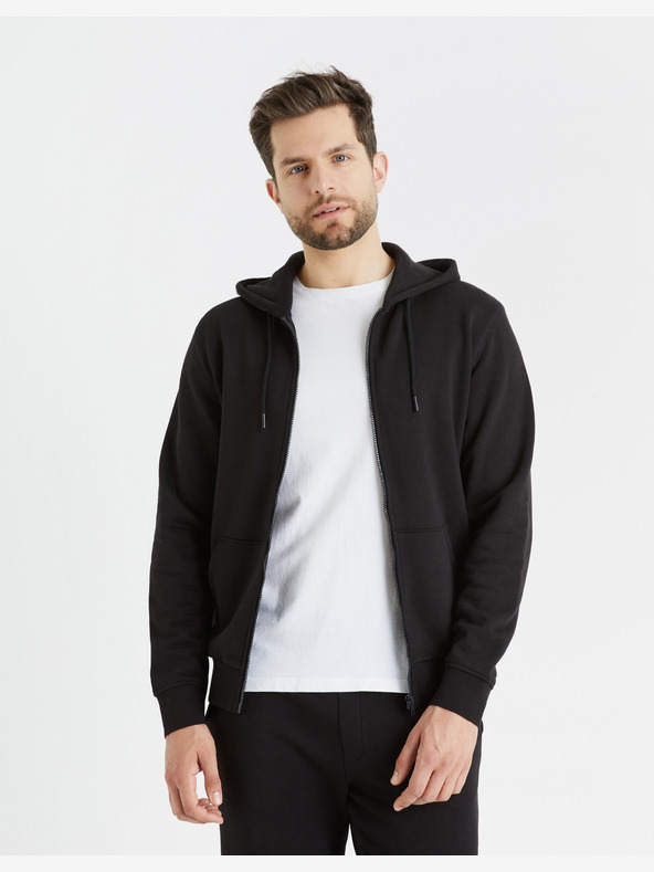 Celio Fekete férfi basic kapucnis pulóver Celio Fethree