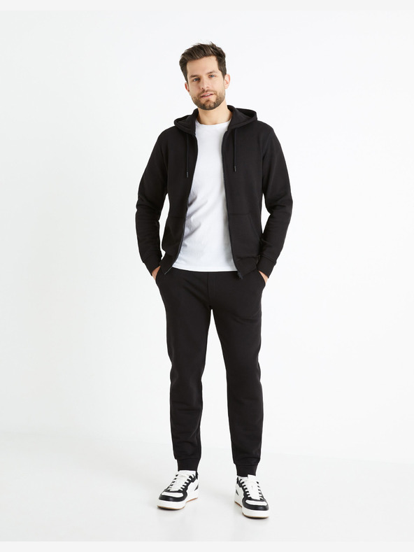 Celio Fekete férfi basic kapucnis pulóver Celio Fethree