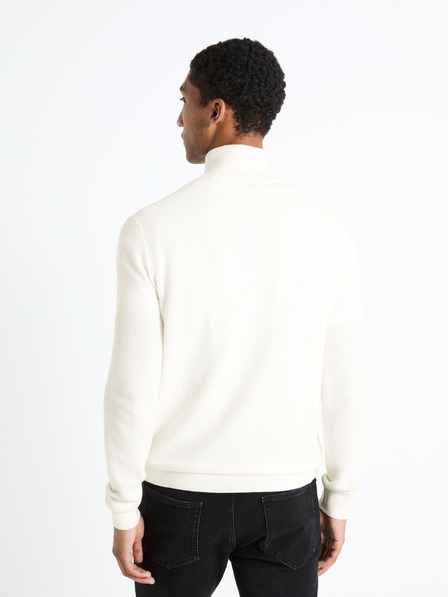 Celio Krémszínű férfi pulóver felálló gallérral Celio Celim