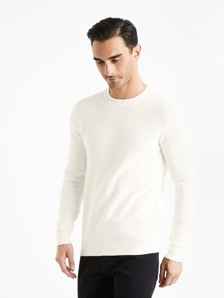 Celio Krémszínű férfi alap pulóver Celio Bepic