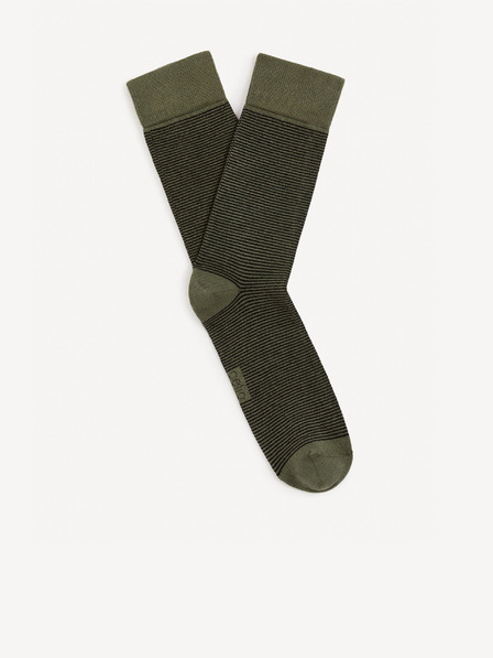 Celio Khaki színű férfi csíkos zokni Celio Vicaire