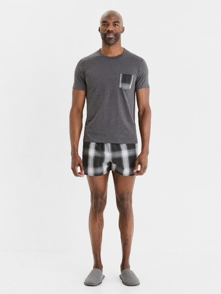 Celio Szürke férfi kockás rövid pizsama Celio Gipyshort2