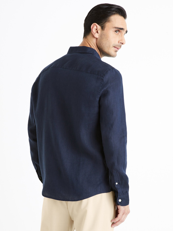 Celio Sötétkék férfi vászon póló Celio Daflix