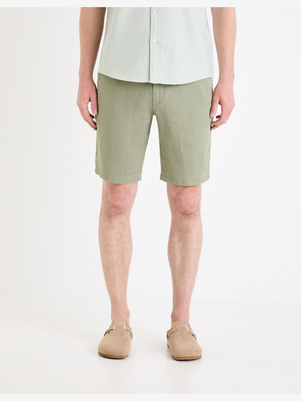 Celio Zöld férfi lenvászon rövidnadrág Celio Dolinusbm