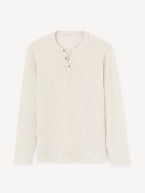 Celio Krémszínű férfi hosszú ujjú póló Celio Fegetiml