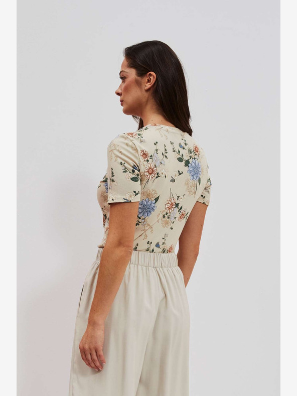 Moodo Bézs színű, nyomtatott póló Moodo