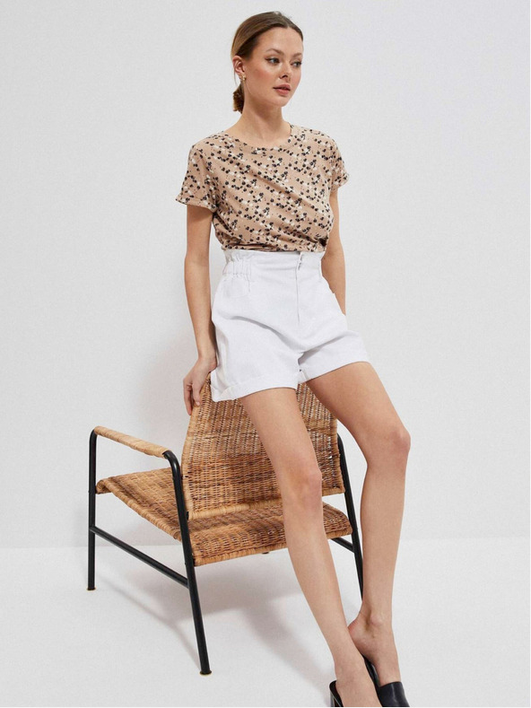 Moodo Moodo Bézs női mintás póló