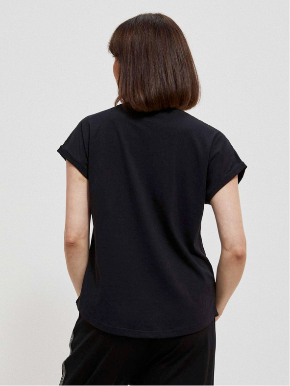 Moodo Fekete női póló fényes nyomtatással Moodo