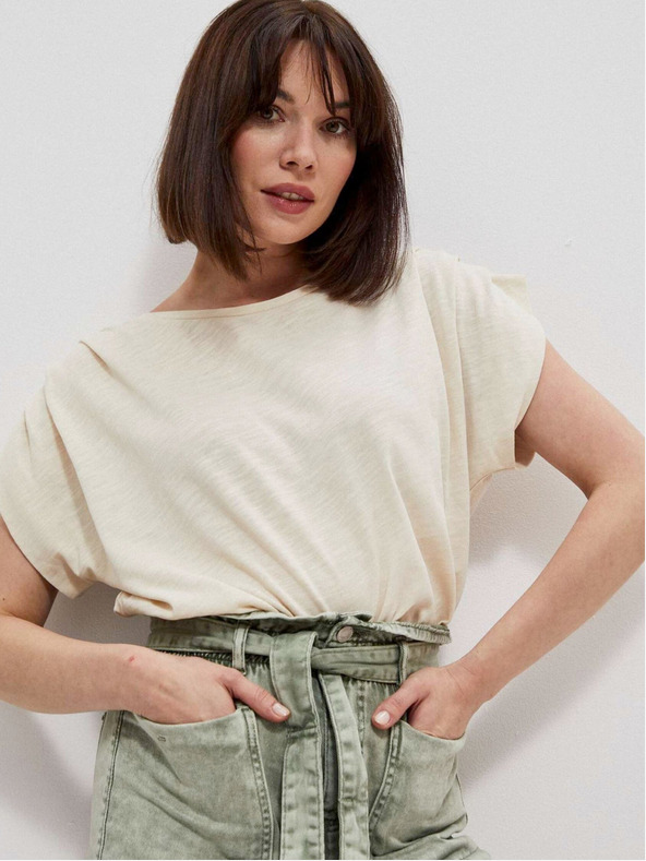 Moodo Krémszínű női póló Moodo