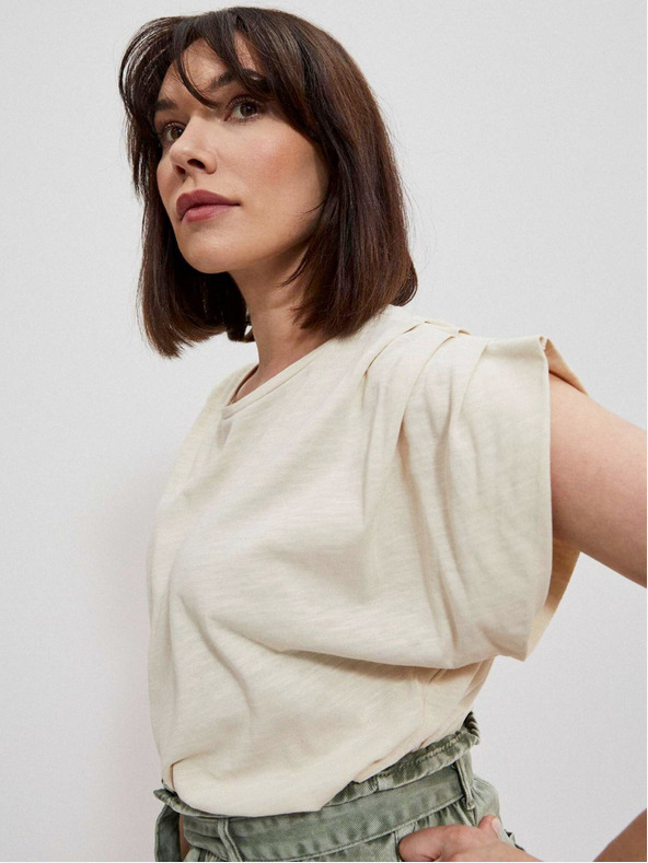 Moodo Krémszínű női póló Moodo