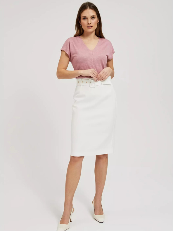 Moodo Rózsaszín V-nyakú póló Moodo