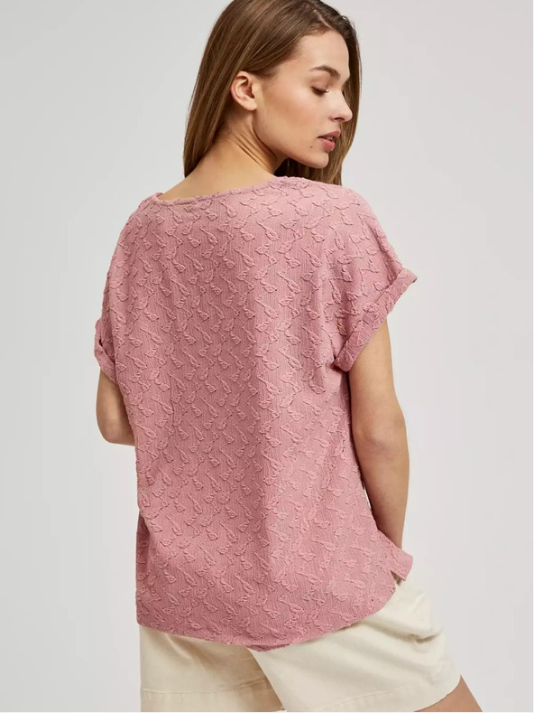 Moodo Rózsaszín mintás rövid ujjú póló Moodo