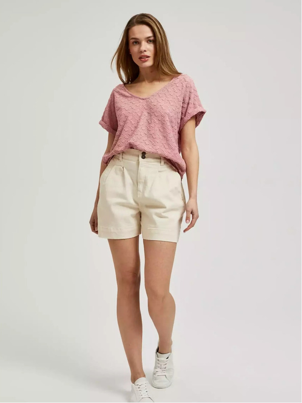 Moodo Rózsaszín mintás rövid ujjú póló Moodo