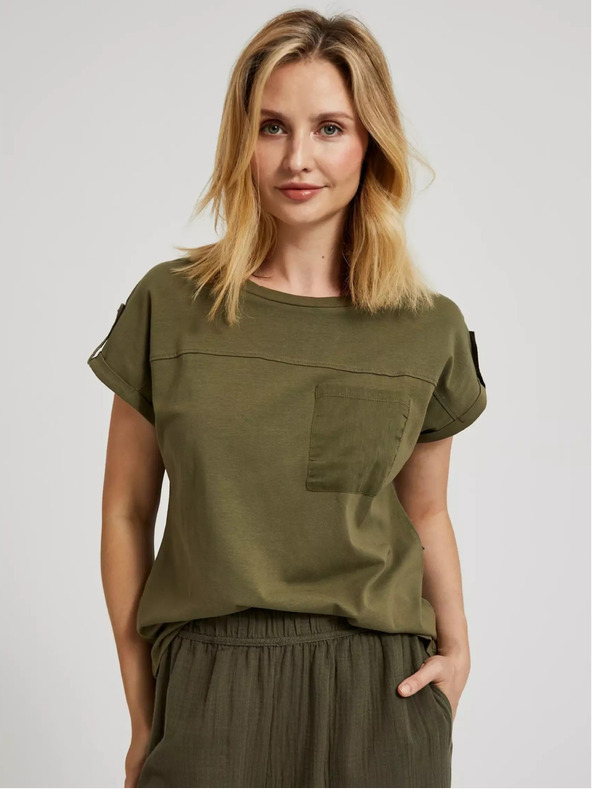 Moodo Zöld póló zsebbel és rövid ujjal Moodo